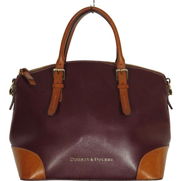 Dooney & Bourke Two Tone Leather Large Satchel Bag Purse - Picture 1 of 14